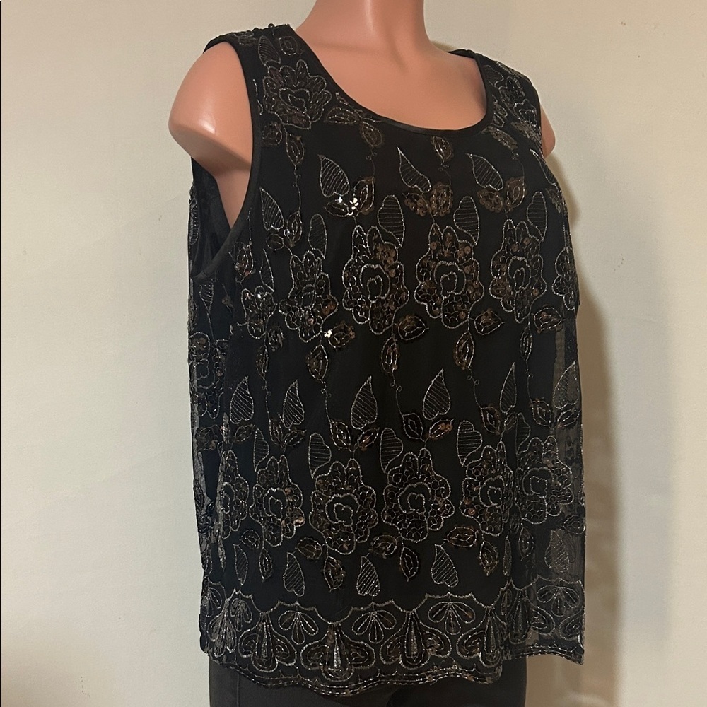 R & H Richard Women’s Floral Sequined Tank Top Blouse Sleeveless Size 18W
